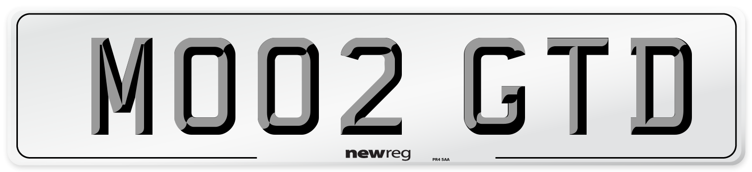 MO02 GTD Number Plate from New Reg